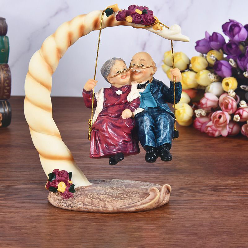 Resin Art Wedding Gift - 중국식 스윙 노부부 레진 피규어 장식품