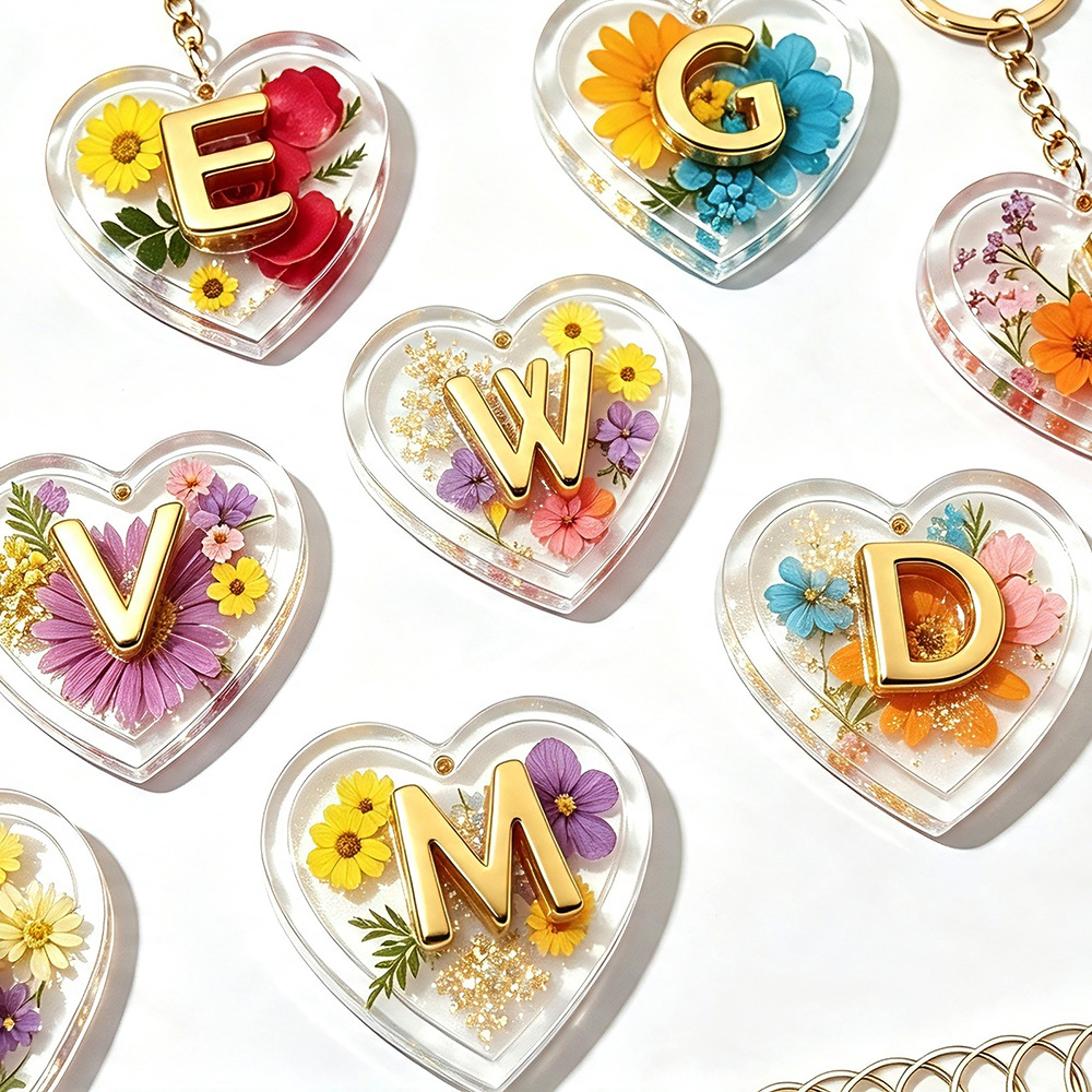 Resin Art Alphabet - 26개의 글자와 하트 모양 실리콘 몰드,