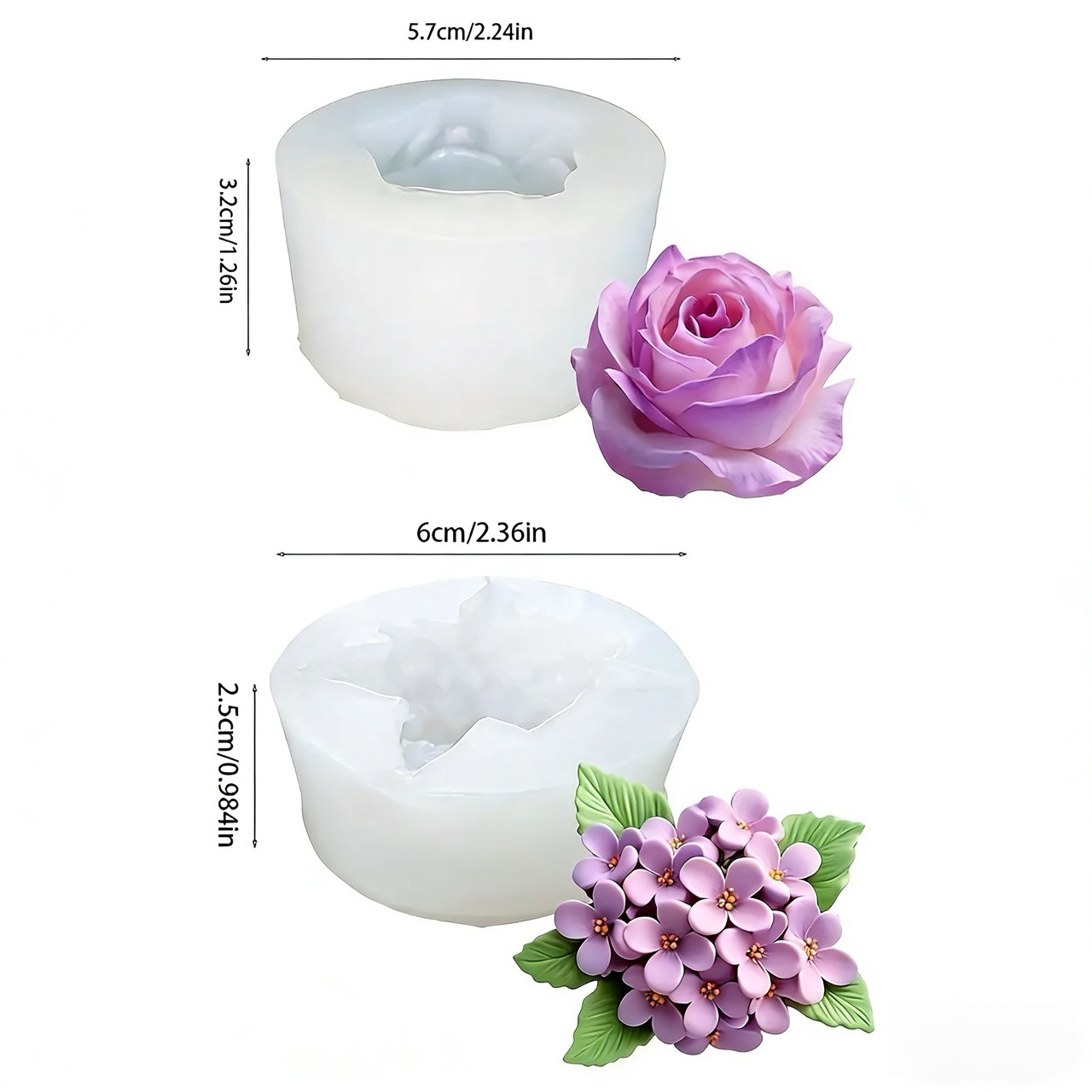 2개 세트의 3D 장미와 라일락 모양 실리콘 몰드로,  - Resin Art Wedding Gift 리뷰 및 가격