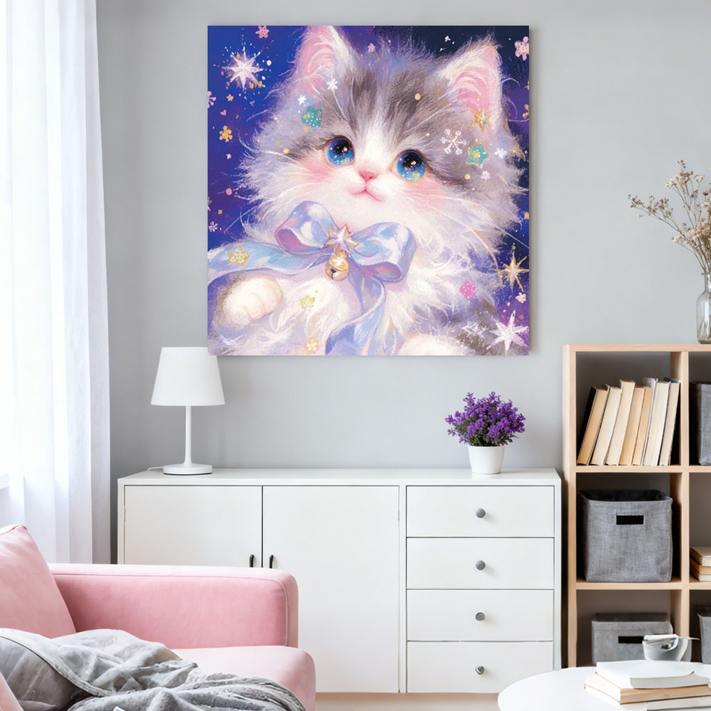 AB 다이아몬드 페인팅 귀여운 고양이 풀 스퀘어 라운드 - Resin Art Wallpaper 리뷰 및 가격
