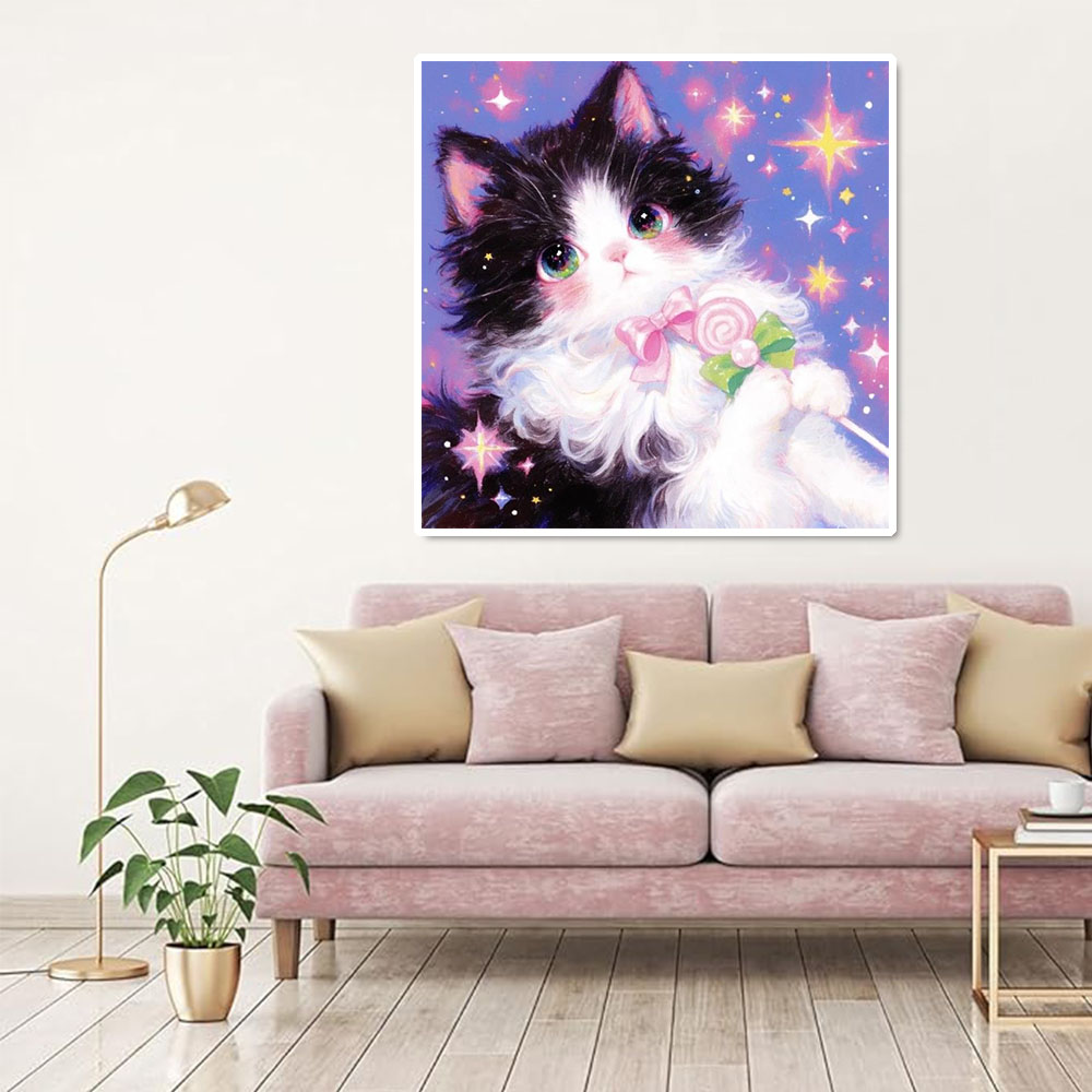 AB 다이아몬드 페인팅 귀여운 고양이 풀 스퀘어 라운드 - Resin Art Wallpaper 리뷰 및 가격