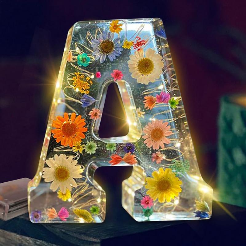 초기 문자 및 드라이 플라워 장식 송진 램프, 창의적인 - Resin Art Alphabet 리뷰 및 가격